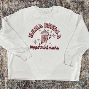 Cozy White 'Mama Needs a Peppermint Mocha' Sweatshirt